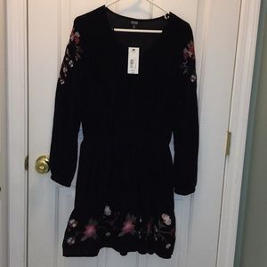 Ana NWT black embroidered dress